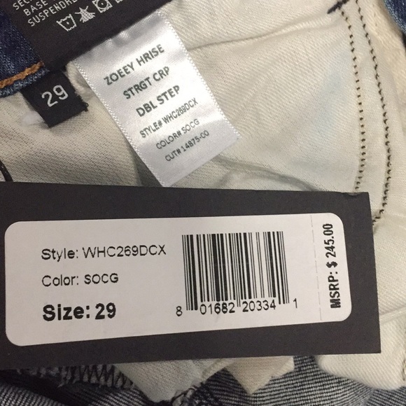 $245 NWT HUDSON STRETCH brand jean High rise ZOEEY FRAY Straight crop summer - Picture 5 of 10